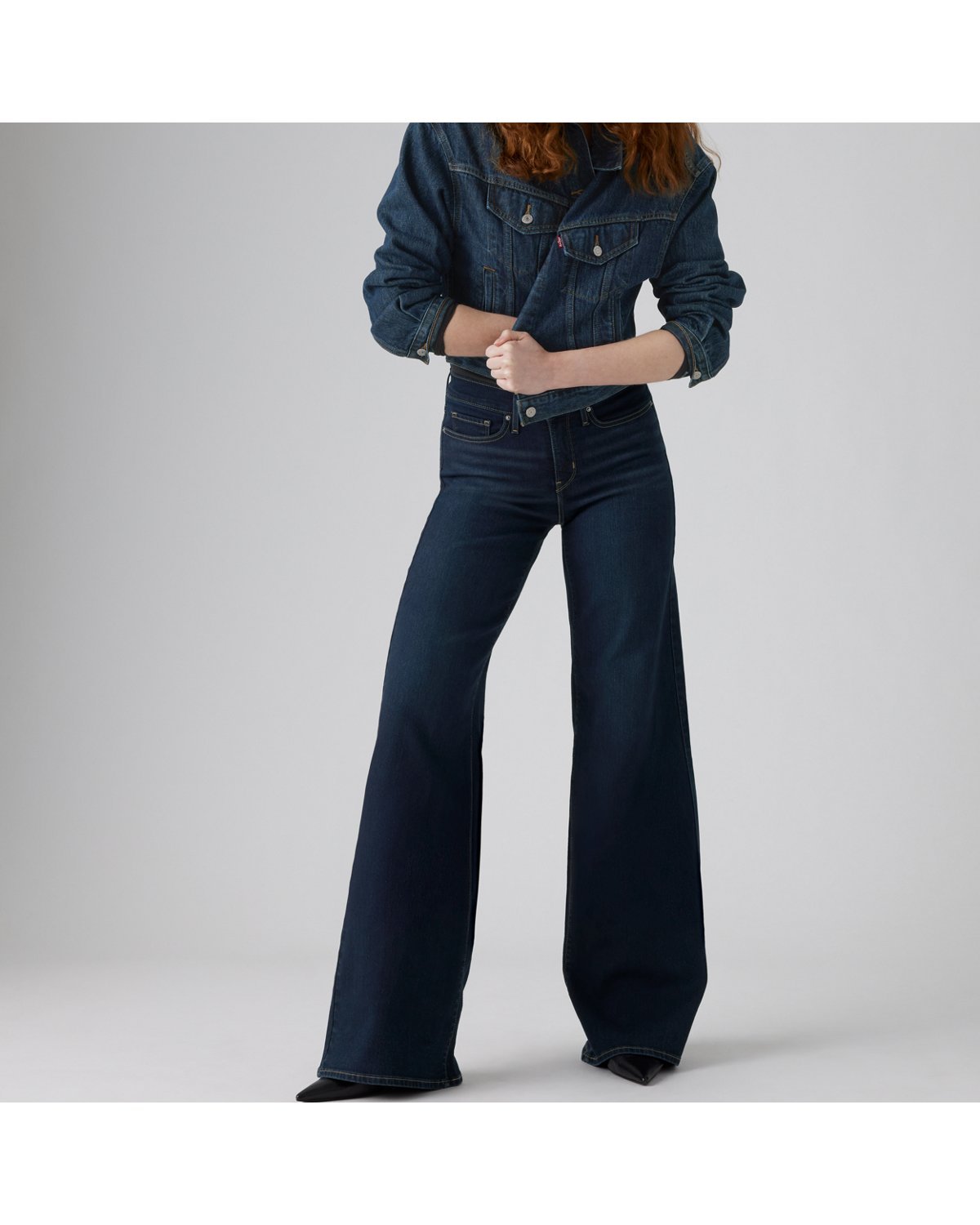 Levi's 318 Shaping Wide Leg Women's Jeans - Chances Are - Dark Wash - Gambar 2