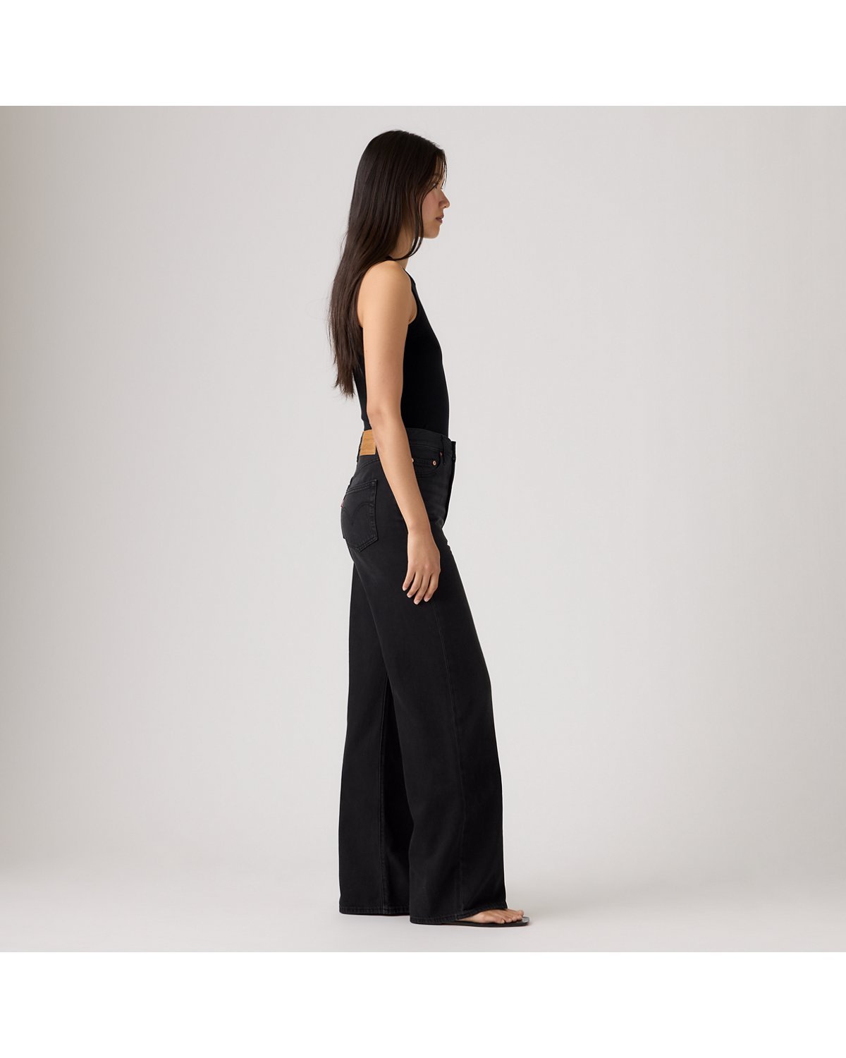 Levi's Ribcage Wide-Leg Women's Jeans - None Your Business - Black - Gambar 6